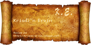 Krisán Ervin névjegykártya