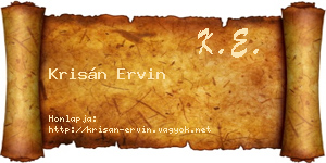 Krisán Ervin névjegykártya